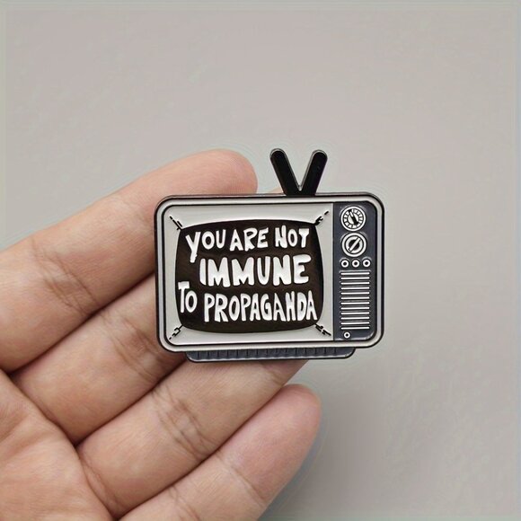 "YOU ARE NOT IMMUNE TO PROPAGANDA” ENAMEL PIN LAPEL PIN BROOCH NWT - Picture 15 of 15